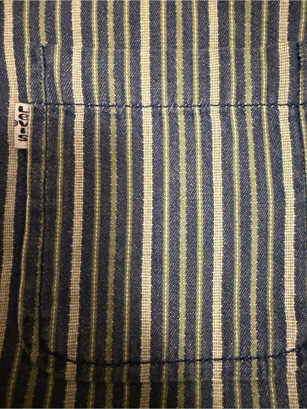 Levi’s Vintage 1996 Hickory Stripe Work Shirt Button Up Blue Green Women's Small - Picture 5 of 12